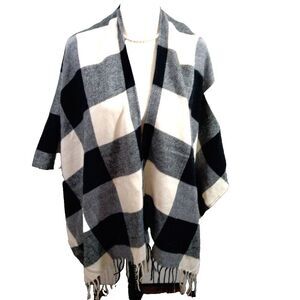 Game Day Womens Shawl Wrap With Fringe Black Plaid Clemson University Football